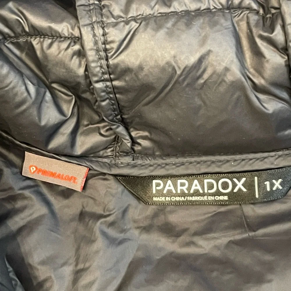 Paradox Mens Puffy Long Outerwear Winter Jacket with Hood Black 1X - Picture 9 of 10